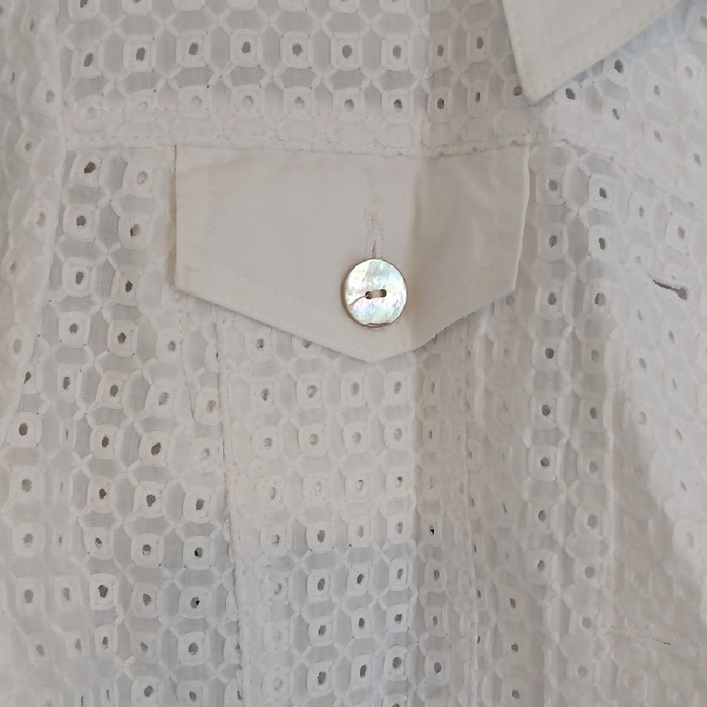 Ruby Rd. White Eyelet Jean Jacket - Picture 3 of 8